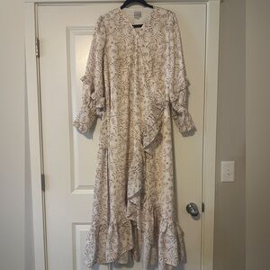 Dainty Jewells Cream and Brown Floral Long Sleeve Dress